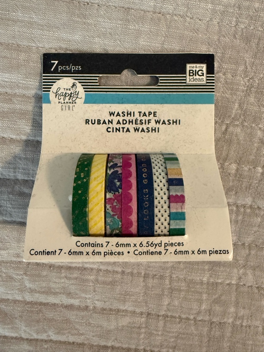 The Happy Planner Floral & Stripe Washi Tape Set - Green, Yellow, Pink, Blue
